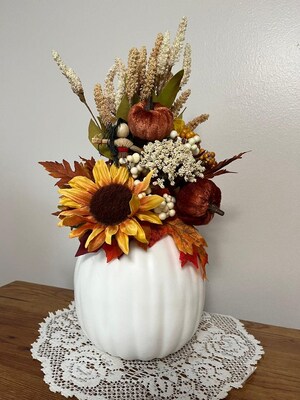 Fall centerpiece, floral centerpiece, Thanksgiving, hostess gift, coffeetable centerpiece, fall arrangement, mantel decor - image6